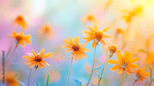 A vibrant garden inspired floral aesthetic with golden yellow Coreopsis blossoms beautifully captured in a professional nature stock photo overlay cut out on isolated transparent removed background
