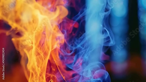 Slow-Moving Mystical Dual Tone Flame with Soft Illuminated Pentacostal Church Background