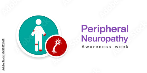 Peripheral Neuropathy Awareness Week. People and nerve. Suitable for posters, banners, social media and more. White background.