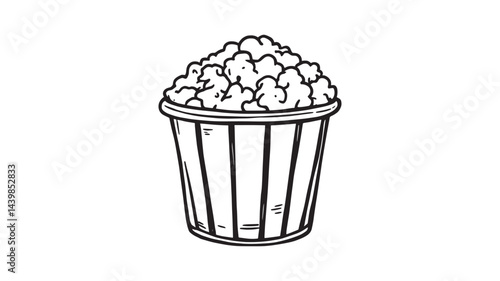 popcorn bucket line art artistic depiction of movie snacks