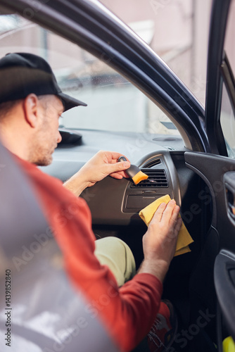 Cleaning ordinary dusty car interior and ventilation.