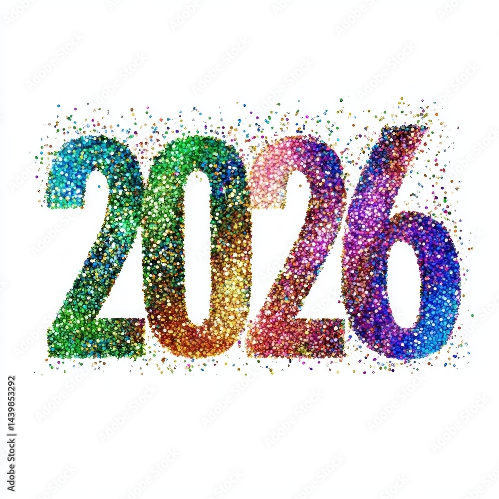 Colorful glitter New Year 2026