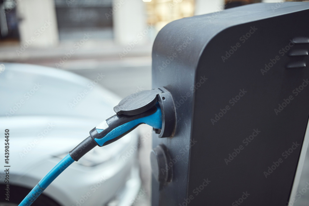 Charging electric vehicle on a public charger.