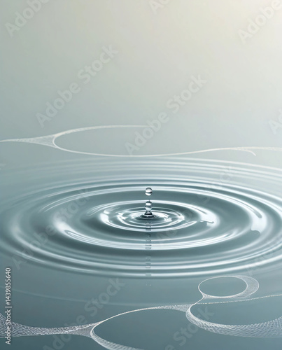 Droplets gently land, forming elegant water ripples.