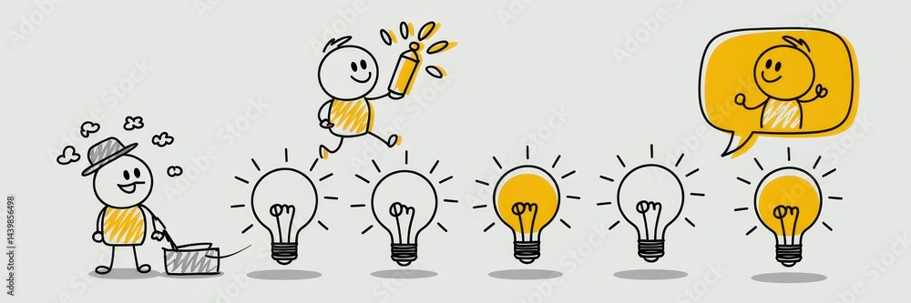 Obraz premium Simple illustration of creative process stages