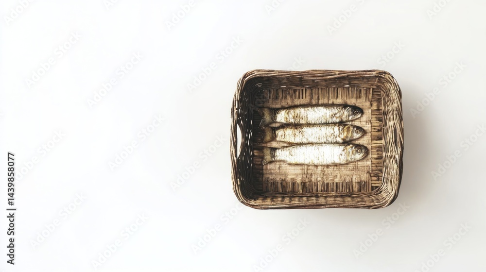 Fresh fish in a woven basket