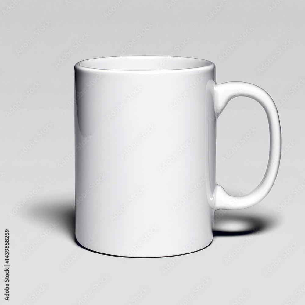 Plain White Coffee Mug on Light Gray Background Plain White Coffee Mug on Light Gray Background