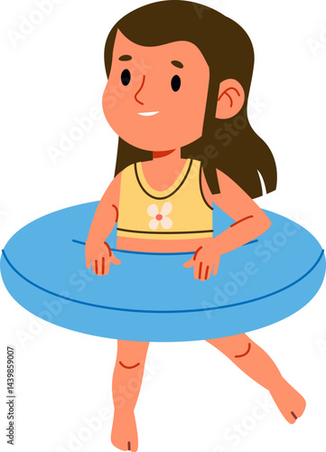 Girl in Summer Pool Tube