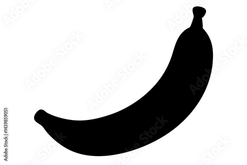 Simple black silhouette vector illustration of single ripe banana fruit, banana, fruit, tropical, vector, silhouette, black, isolated, food, healthy, graphic, illustration, design, cutout, single