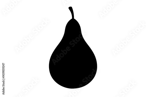 Simple black pear silhouette illustration isolated on white background minimalist style, pear, fruit, silhouette, black, white, minimal, minimalist, isolated, vector, illustration, graphic, icon