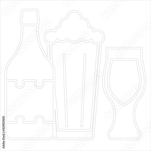 Beer Bottle Minimal Line Art Vector Icon