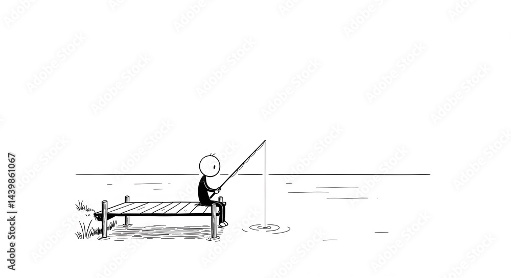 Simple Fishing: Stick Figure on Dock Simple Fishing: Stick Figure on Dock