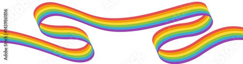Wavy colorful rainbow ribbon pride month decoration element, PNG file no background