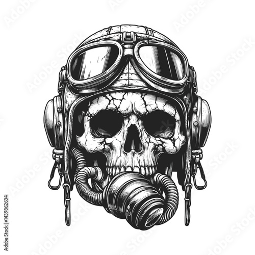 Cloaked Skull Illustration Grim Death on Black Background