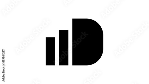 letter D in financial shape, black isolated silhouette