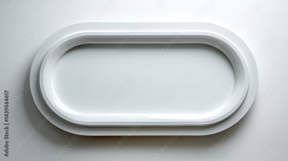 Oval white frame on minimalist white background Oval white frame on minimalist white background