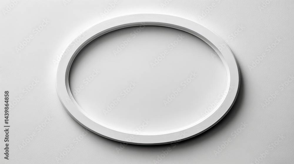 Oval white frame on minimalist white background Oval white frame on minimalist white background