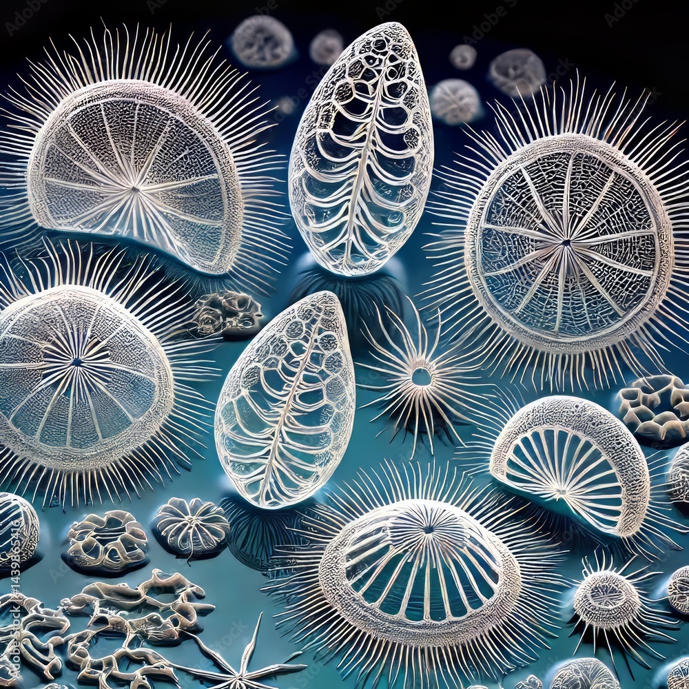 Single skeletons resembling miniature sculptures Single skeletons resembling miniature sculptures