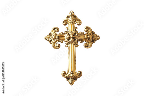 Wallpaper Mural Ornate Golden Cross on White Background Isolated Symbol Torontodigital.ca