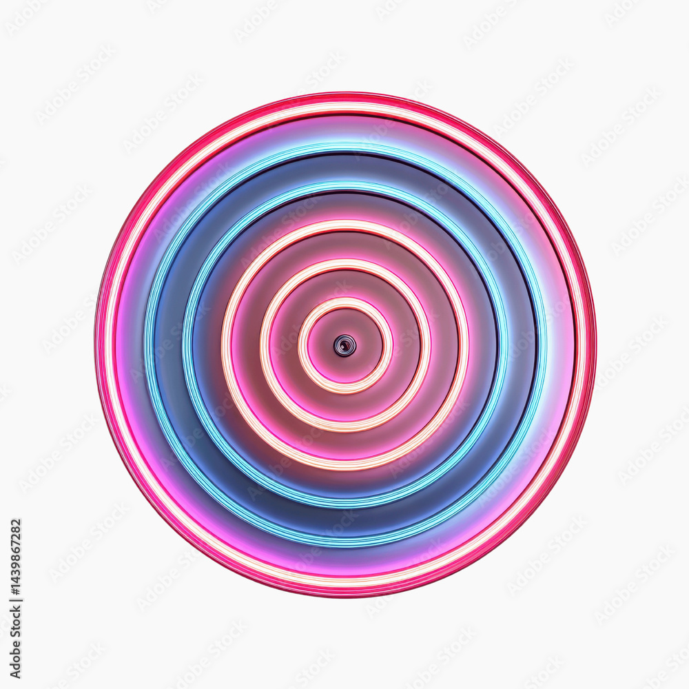 Fototapeta premium Abstract Neon Circle Pattern Pink and Blue Concentric Rings
