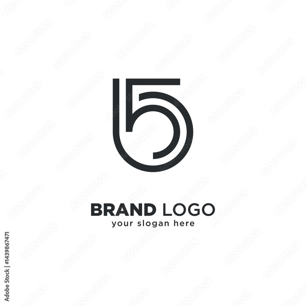 Minimalist 5B Logo - Unique Letter Combination Design. Minimalist 5B Logo - Unique Letter Combination Design.
