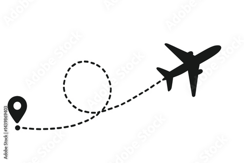 Set of web icons in line style featuring airplane and location marker for travel and navigation applications