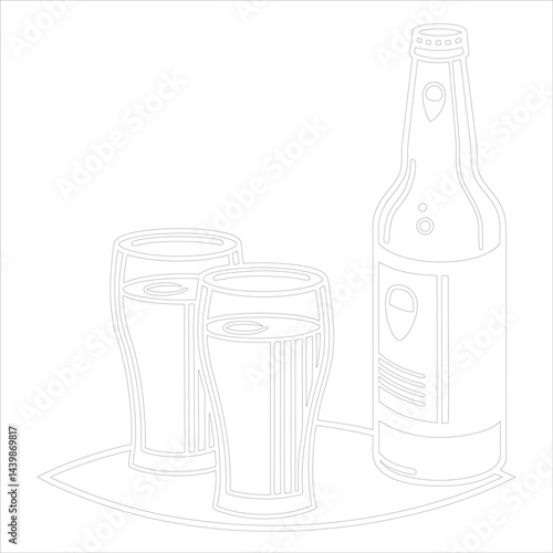 Beer Bottle Line Icon Minimalist Vector