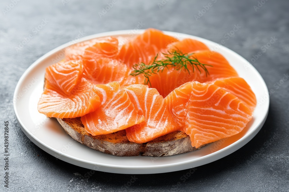 Salmon Toast with Dill Garnish Salmon Toast with Dill Garnish