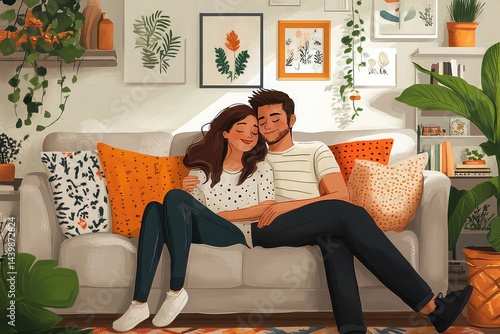 couple enjoying a warm and inviting atmosphere on the sofa