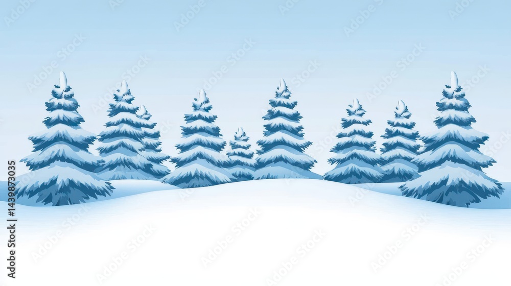 Obraz premium Winter Landscape with Pine Trees and Snowy Ground