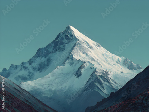 Image of a lone mountain peak against a pale blue background, hyper minimalist style.

