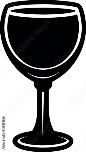 Wine Glass Black Silhouette | Vector for Bar, Party & Wine Enthusiast Vector