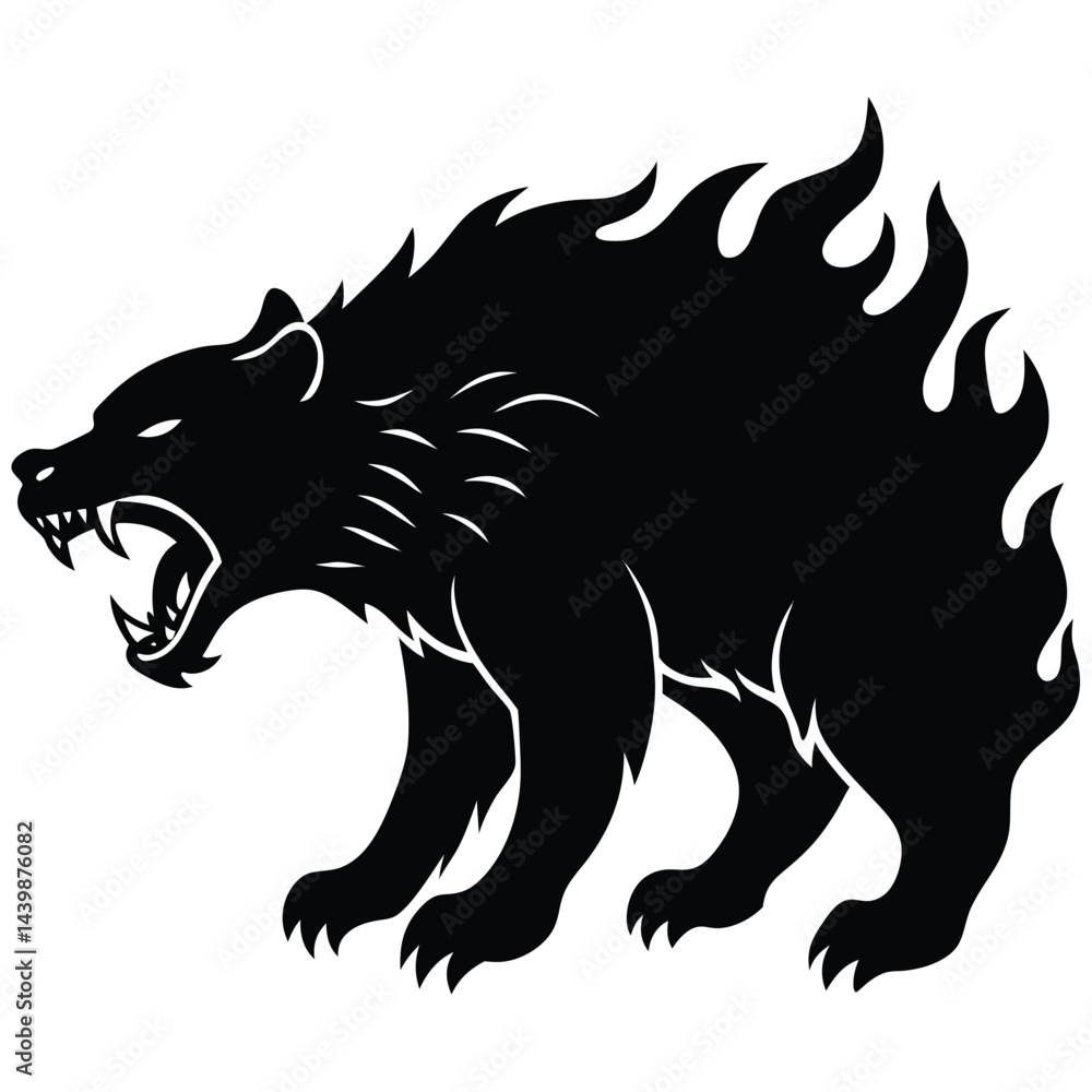Fototapeta premium Mythical Angry Spirit Bear Made Of Smoke And Fire