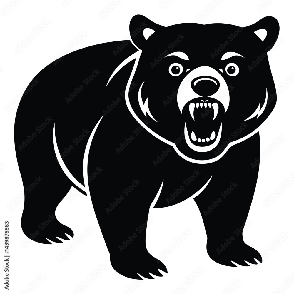 Fototapeta premium Vector Illustration Of Cute American Black Bear Angry