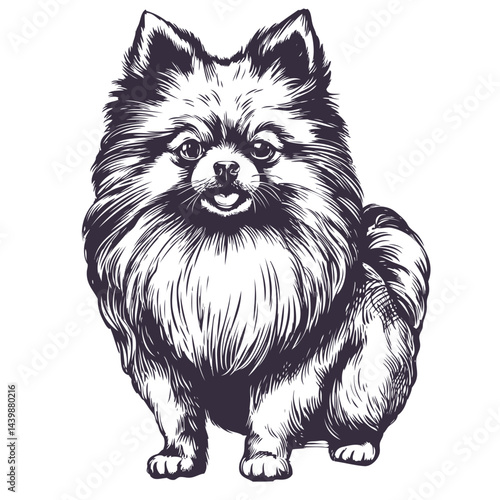 Pomeranian, a funny little dog , hand drawn vector illustration sketch