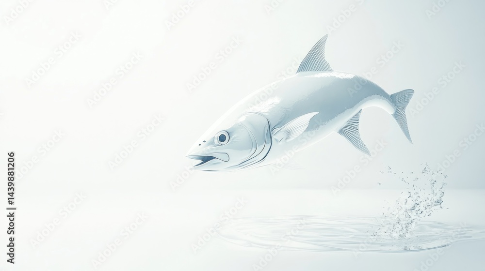 Fototapeta premium Monochromatic leaping fish in water splash