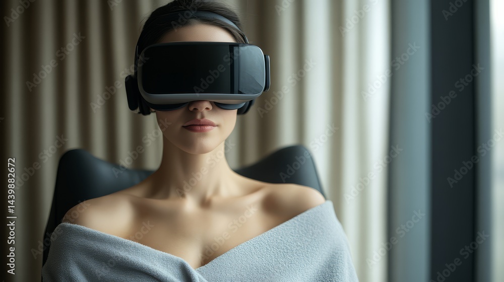 Virtual reality experience modern setting technology indoor close-up view immersive concept Virtual reality experience modern setting technology indoor close-up view immersive concept