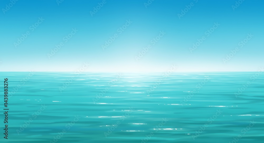 Obraz premium Vast turquoise ocean and expansive cerulean sky meeting at distant horizon