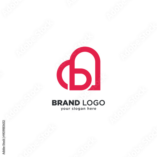 Creative B Letter Heart Logo - Modern Love Branding Symbol.