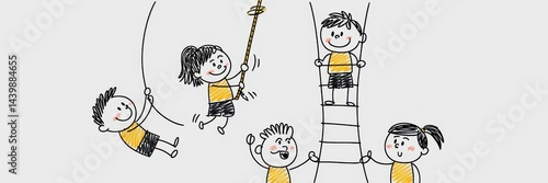 Wallpaper Mural Children playing outdoors with various activities Torontodigital.ca