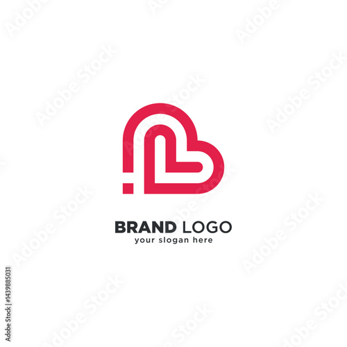 Creative L Letter Heart Logo - Modern Love Branding Symbol.