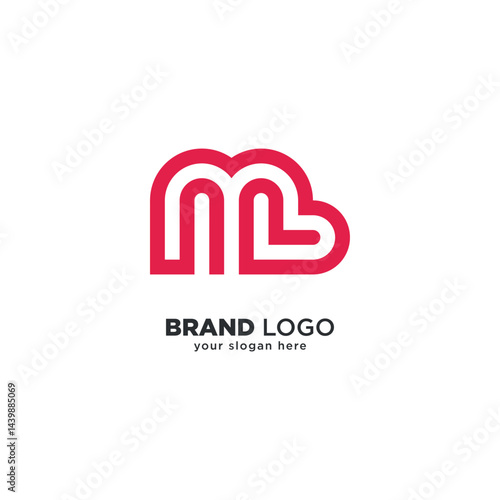 Creative M Letter Heart Logo - Modern Love Branding Symbol.