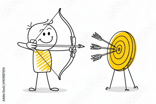 Wallpaper Mural Simple drawing of a person aiming arrows at a target. Torontodigital.ca