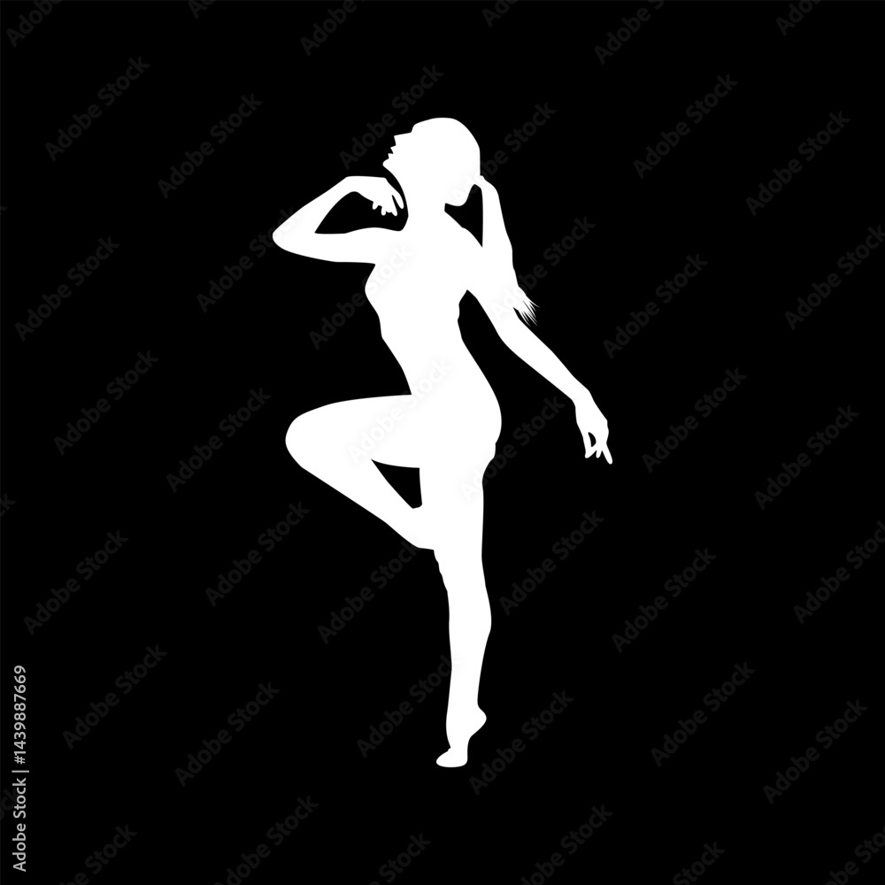 Fototapeta premium Silhouette of a teenage girl in training for sports ballroom dancing. Vector illustration