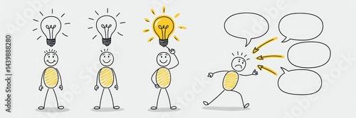 Simple figures illustrating innovative thought processes.