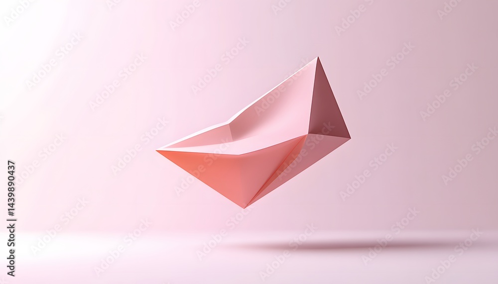 A floating pink geometric shape appears against a soft pink backdrop A floating pink geometric shape appears against a soft pink backdrop