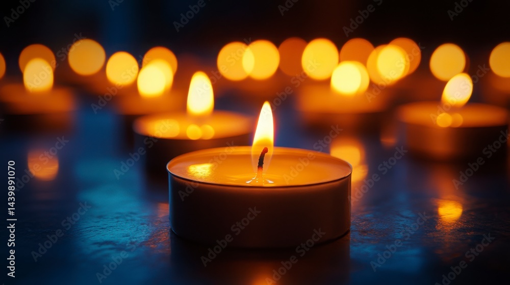 Soft Glow of Candle Flames in Dimly Lit Atmosphere Soft Glow of Candle Flames in Dimly Lit Atmosphere