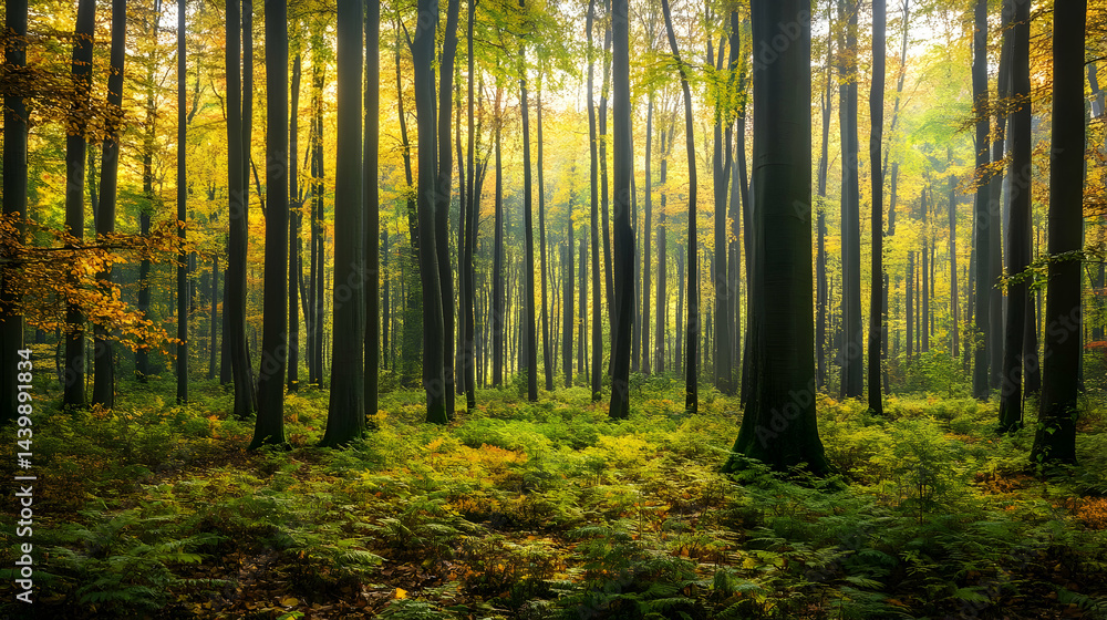 Obraz premium Golden Autumn Forest: A Breathtaking Nature Scene