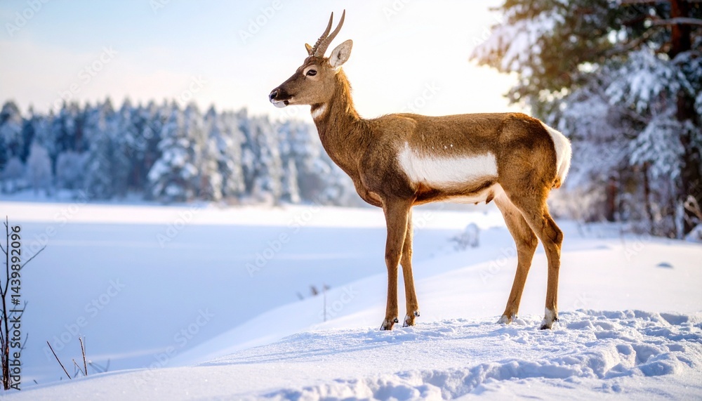 Fototapeta premium deer in winter forest