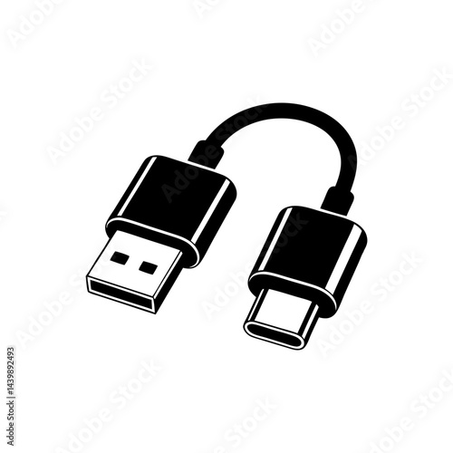 usb cable silhouette vector illustration
